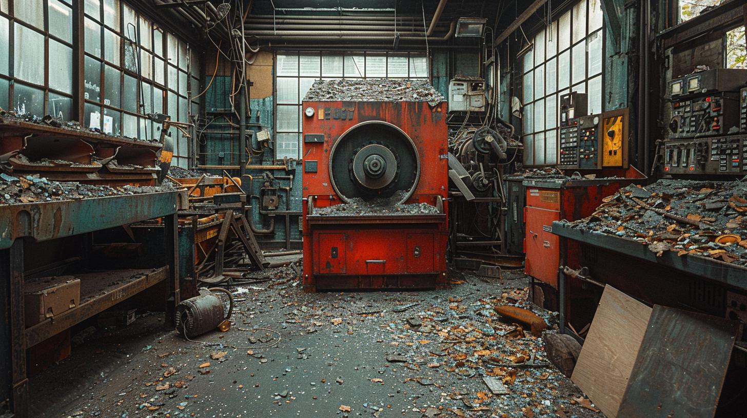 Workers sorting items at an electronic waste recycling center