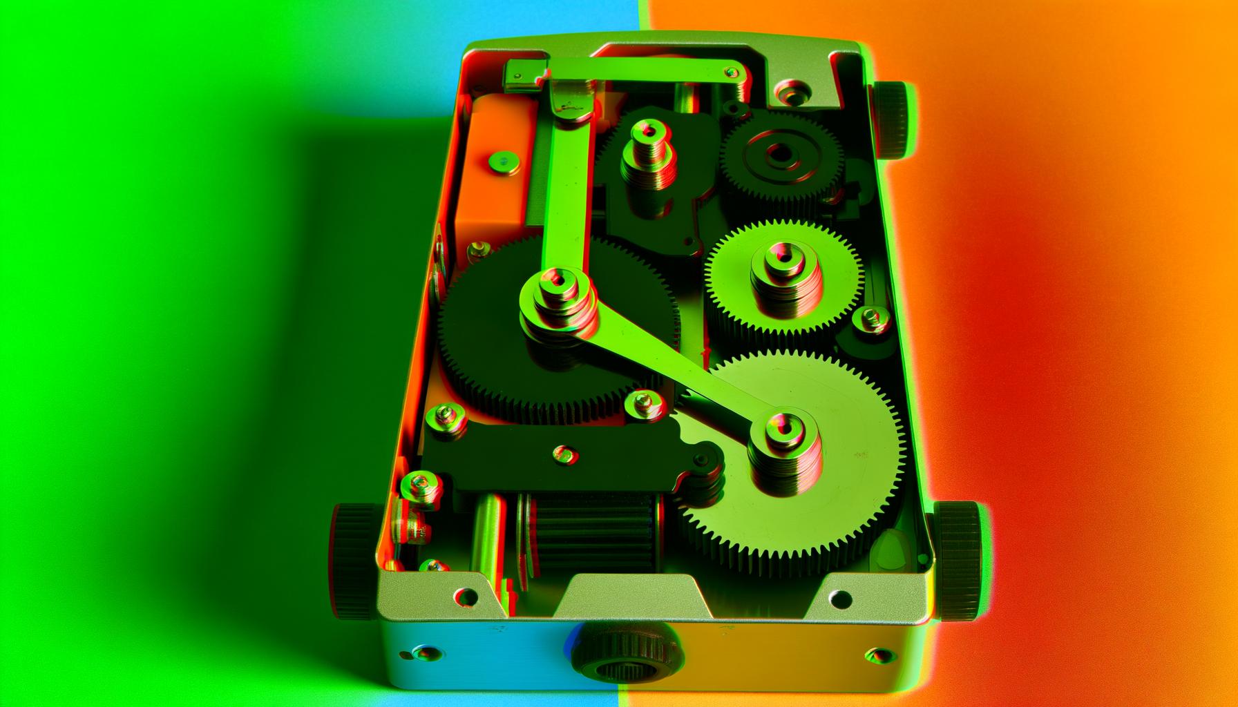 Computer technician performing disk destruction with specialized equipment
