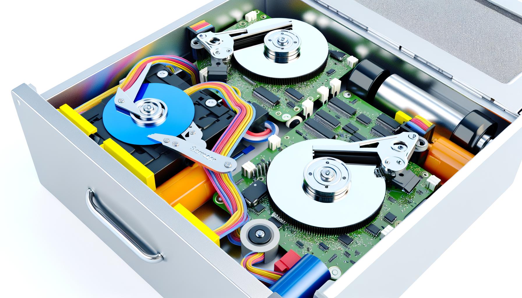 Image of hard drive destruction with shattered electronic components